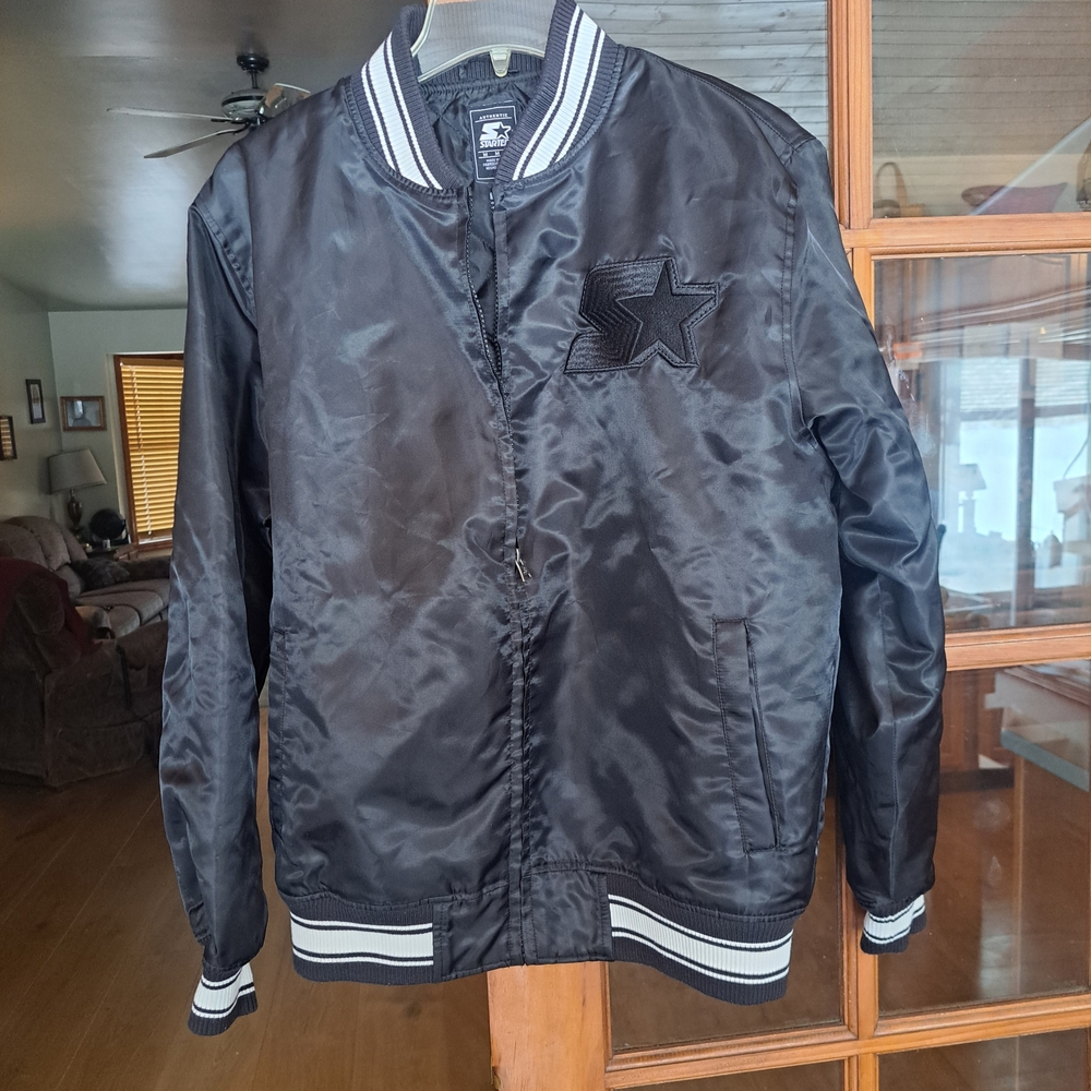 STARTER Black Varsity Jacket with Star Patch